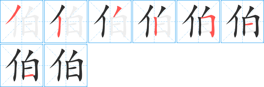 伯笔顺分步演示