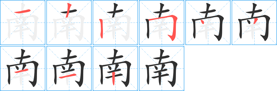 南笔顺分步演示