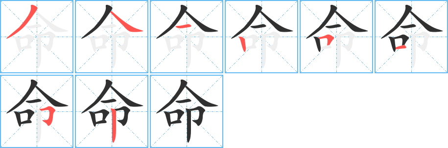 命笔顺分步演示