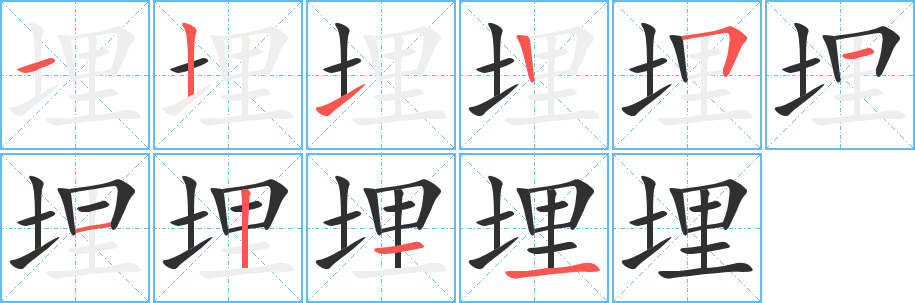 埋笔顺分步演示