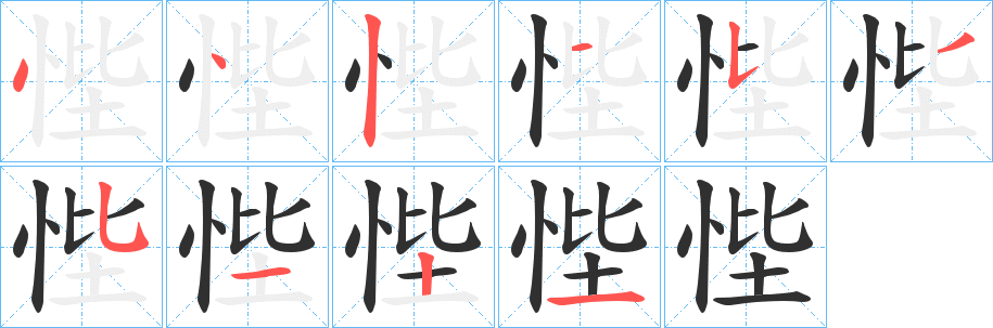 悂笔顺分步演示