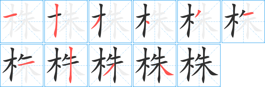 株笔顺分步演示