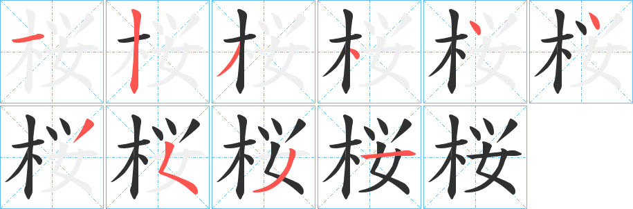 桜笔顺分步演示