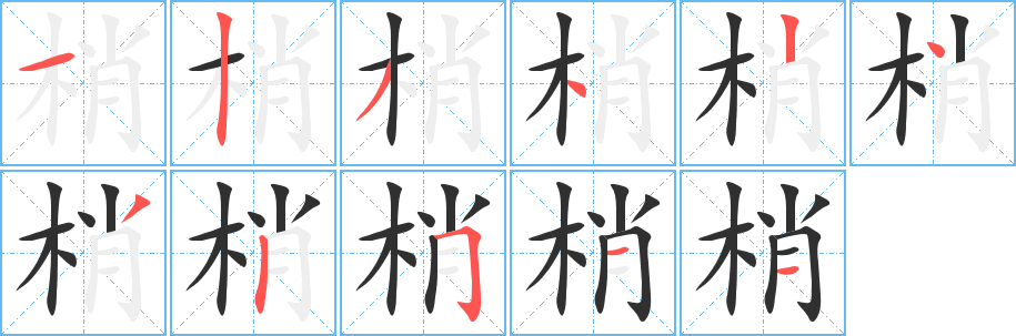 梢笔顺分步演示