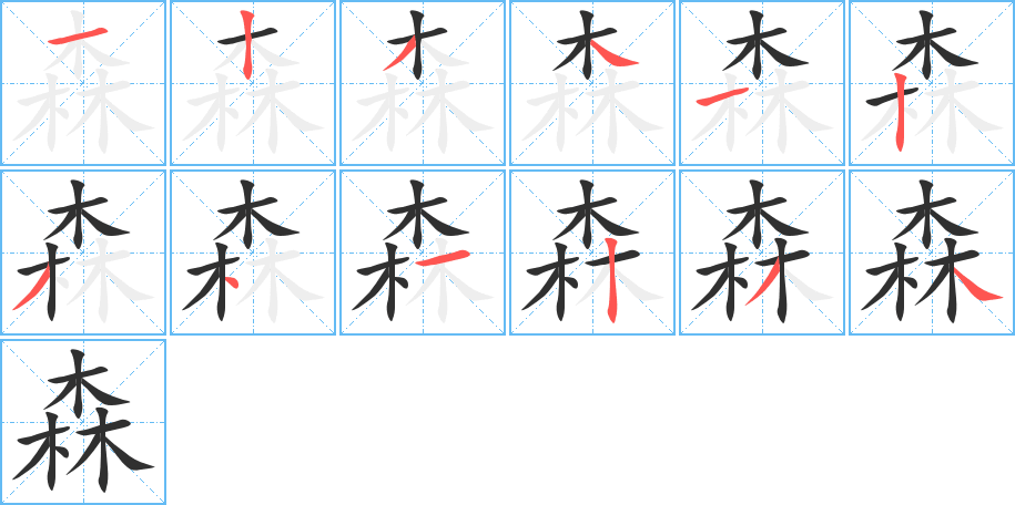 森笔顺分步演示