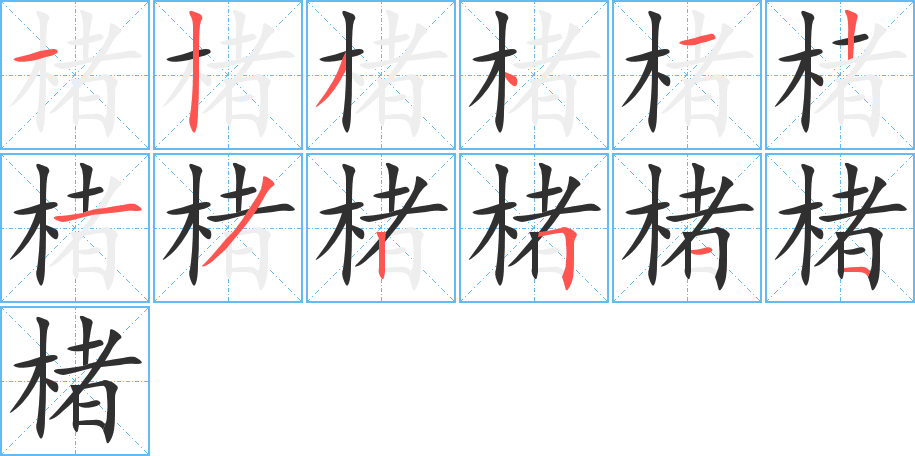 楮笔顺分步演示