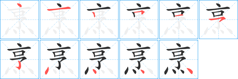 烹笔顺分步演示