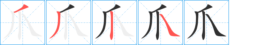 爪笔顺分步演示