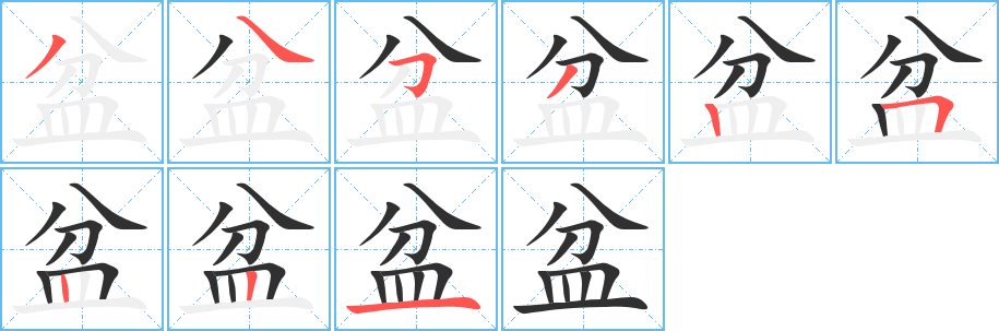 盆笔顺分步演示