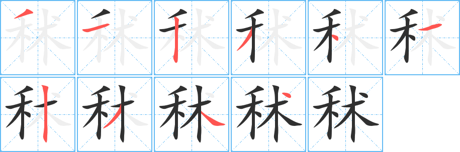 秫笔顺分步演示