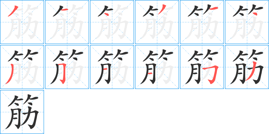 筋笔顺分步演示