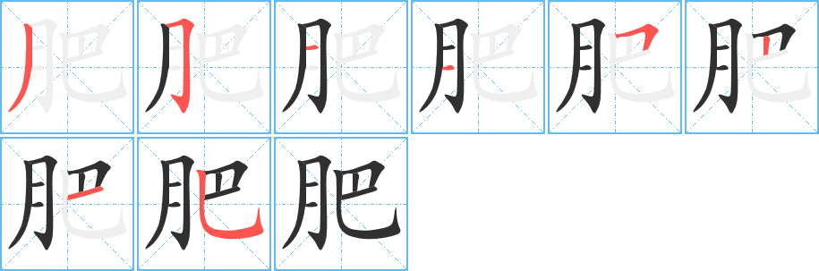 肥笔顺分步演示