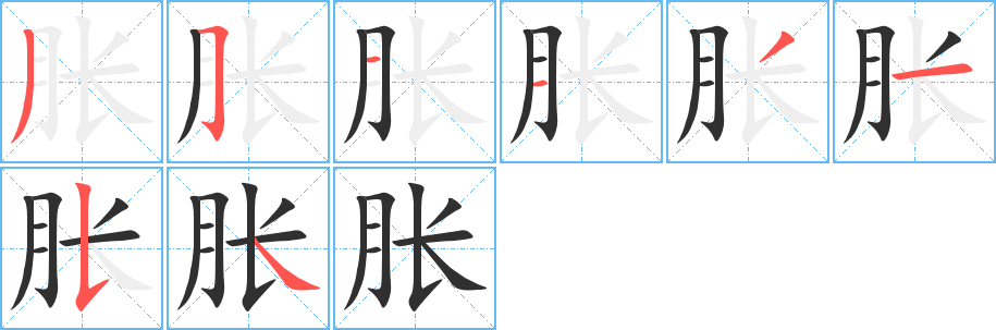胀笔顺分步演示