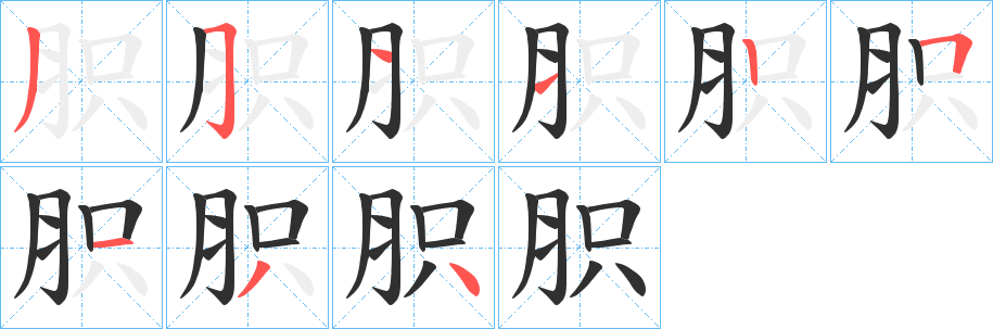 胑笔顺分步演示