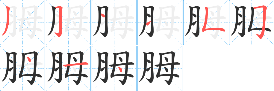 胟笔顺分步演示