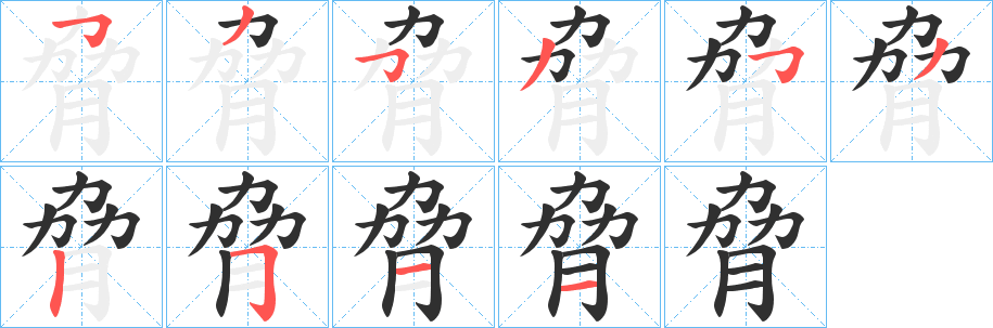 脅笔顺分步演示