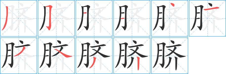 脐笔顺分步演示