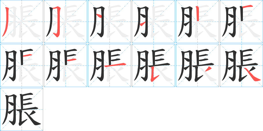 脹笔顺分步演示