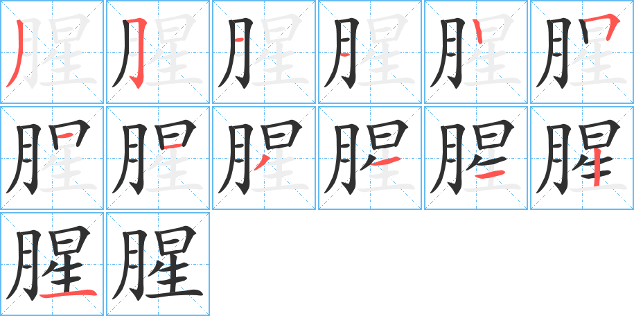 腥笔顺分步演示