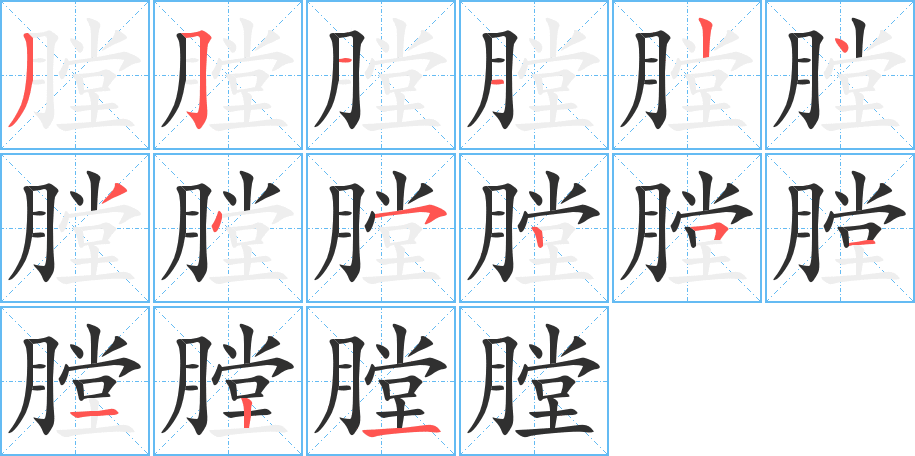 膛笔顺分步演示
