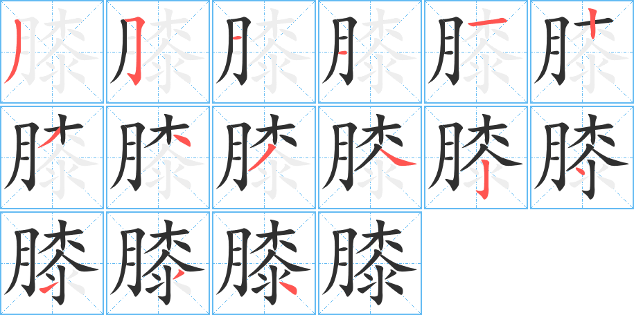膝笔顺分步演示