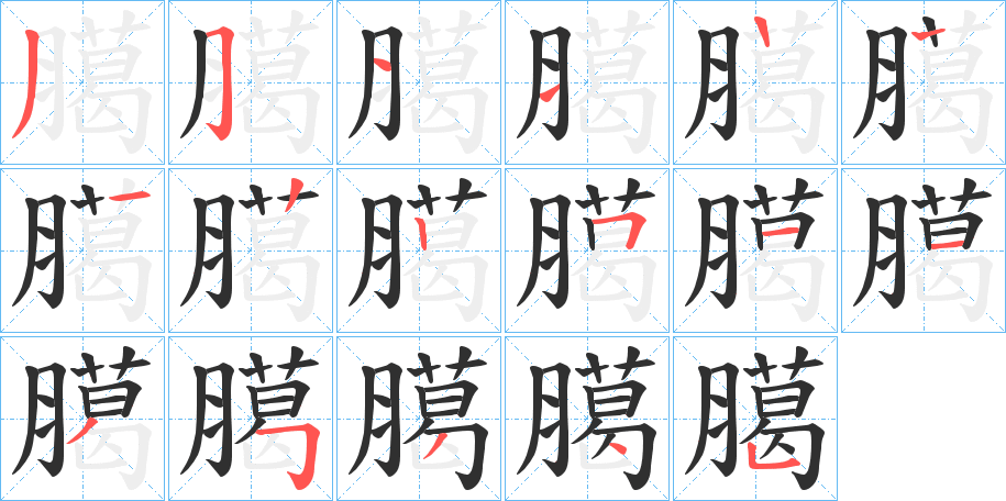 臈笔顺分步演示