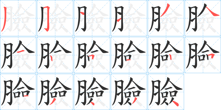 臉笔顺分步演示