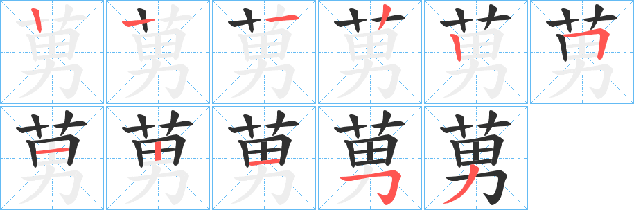 莮笔顺分步演示