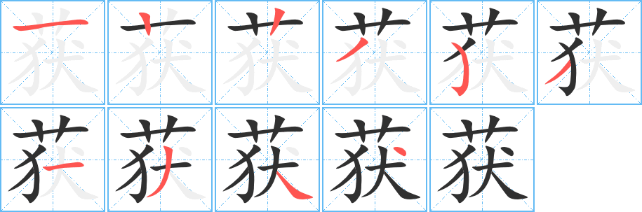 获笔顺分步演示