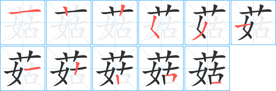 菇笔顺分步演示