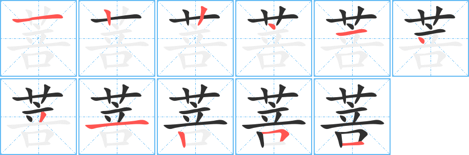 菩笔顺分步演示