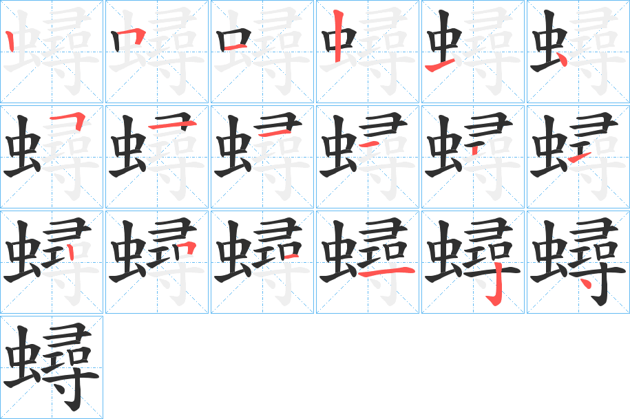 蟳笔顺分步演示