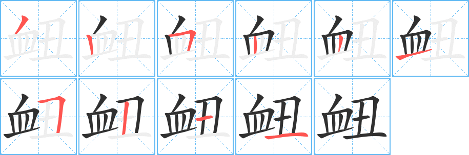 衄笔顺分步演示