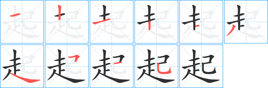 起笔顺分步演示