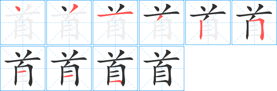 首笔顺分步演示