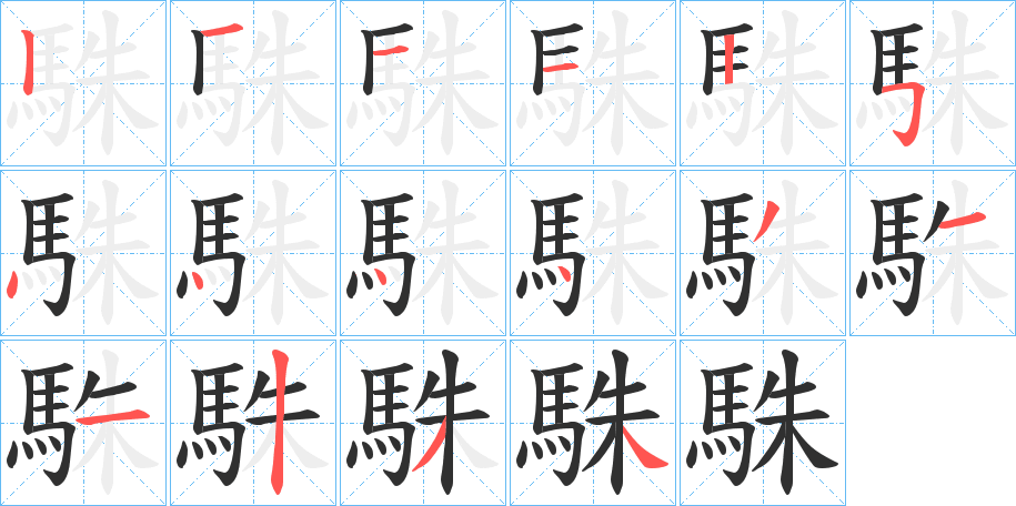 駯笔顺分步演示