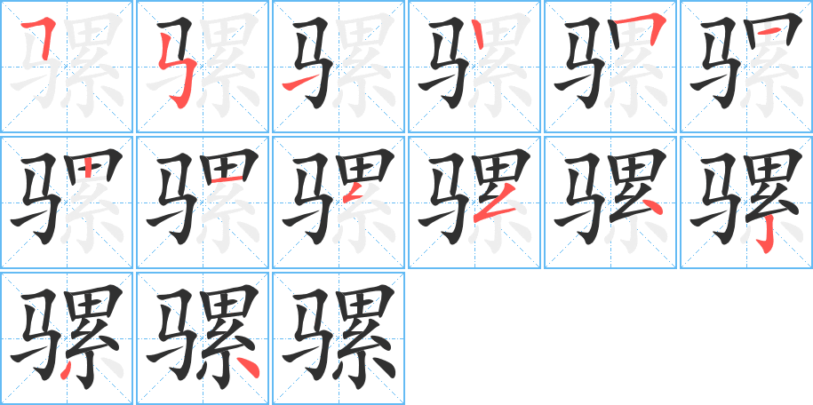骡笔顺分步演示