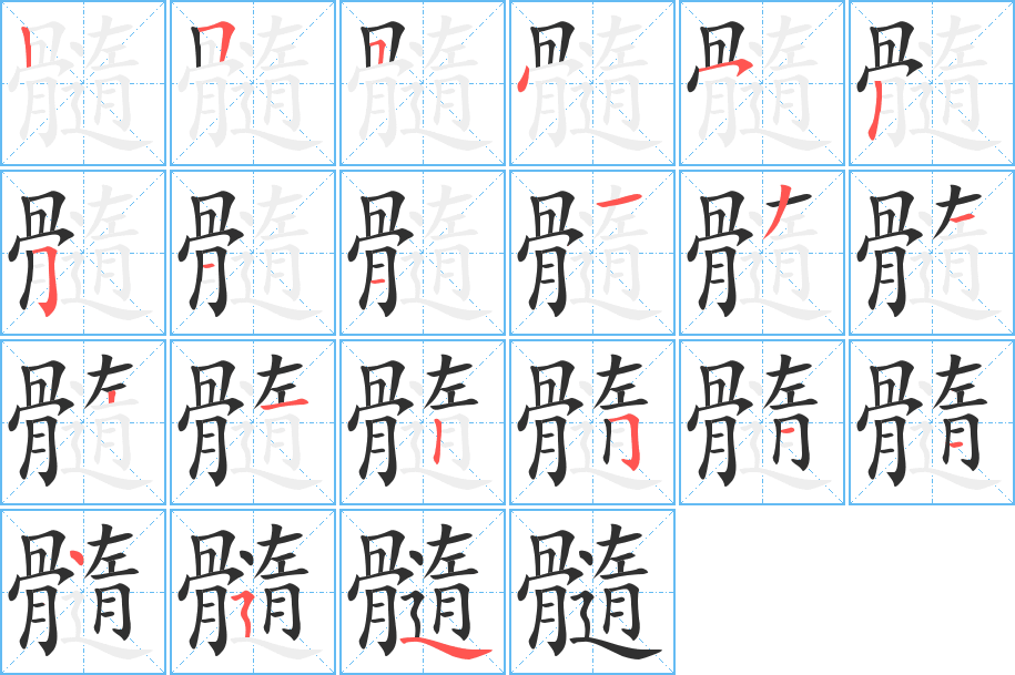 髓笔顺分步演示