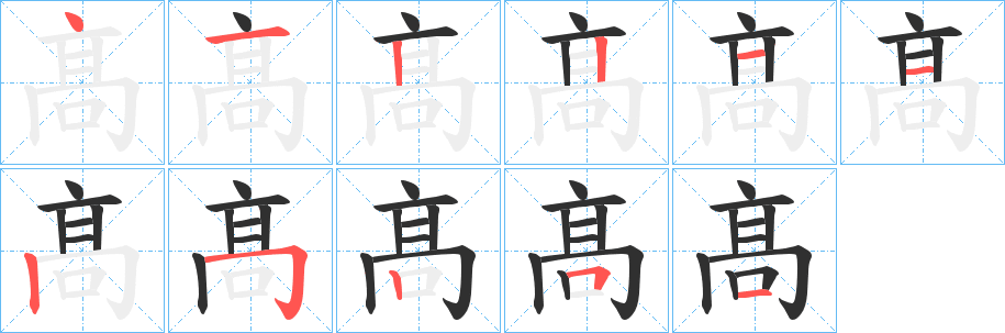 髙笔顺分步演示