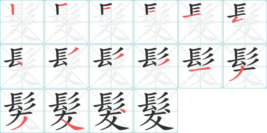 髮笔顺分步演示