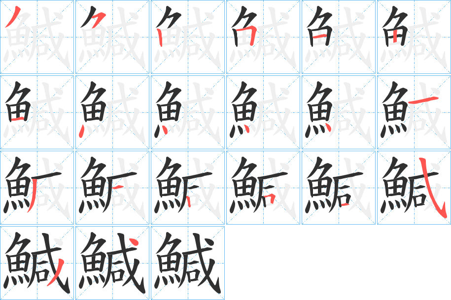 鰔笔顺分步演示