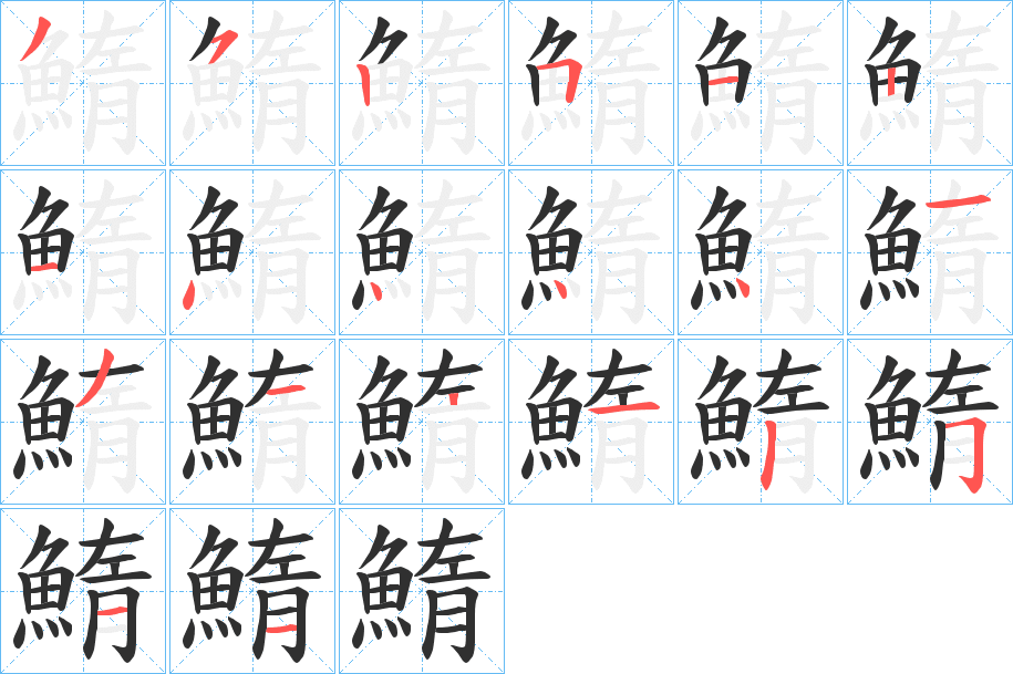鰖笔顺分步演示