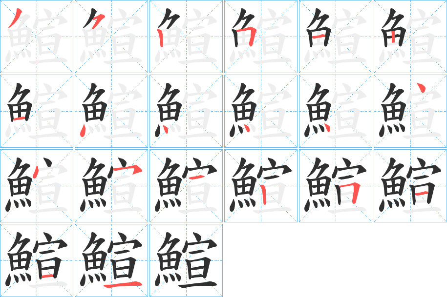 鰚笔顺分步演示