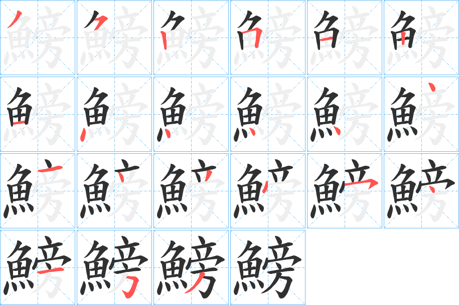鰟笔顺分步演示