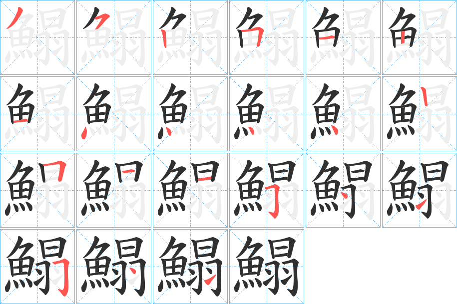 鰨笔顺分步演示
