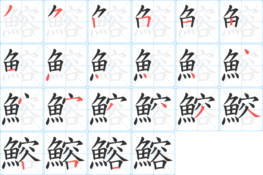 鰫笔顺分步演示