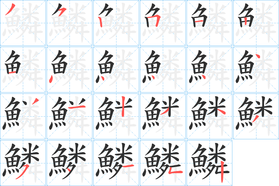鱗笔顺分步演示