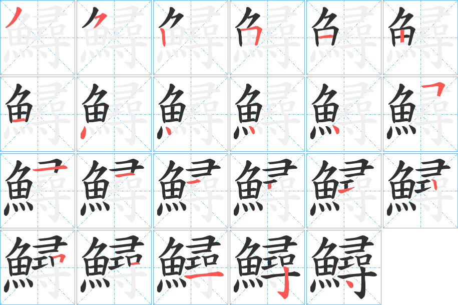 鱘笔顺分步演示