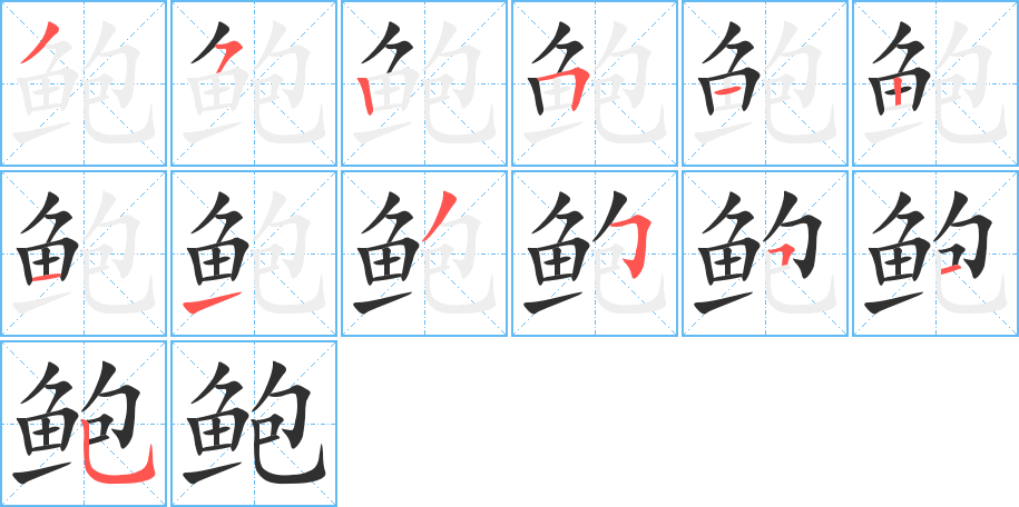 鲍笔顺分步演示