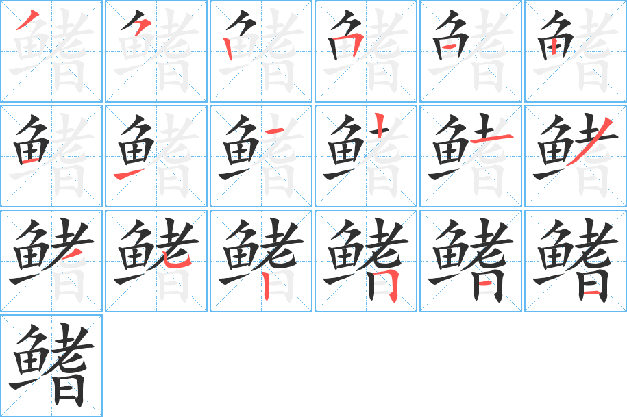 鳍笔顺分步演示